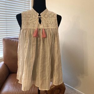 NWT Rachel Zoe Cream Swing Top with Metallic Stripes XS